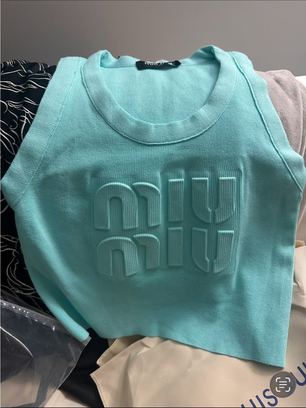 Source Unknown Aqua Embossed Logo Knit Tank Top for Kids